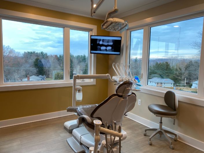 Modern dental office with a view.