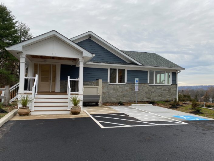 Modern building with accessible parking.